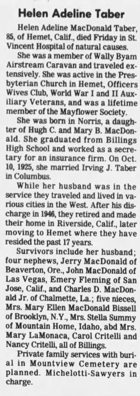 Clipping from The Billings Gazette